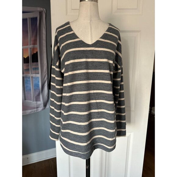 NWT Haven Well Within soft comfy L/S gray striped top Medium Org. $68 - Picture 3 of 5